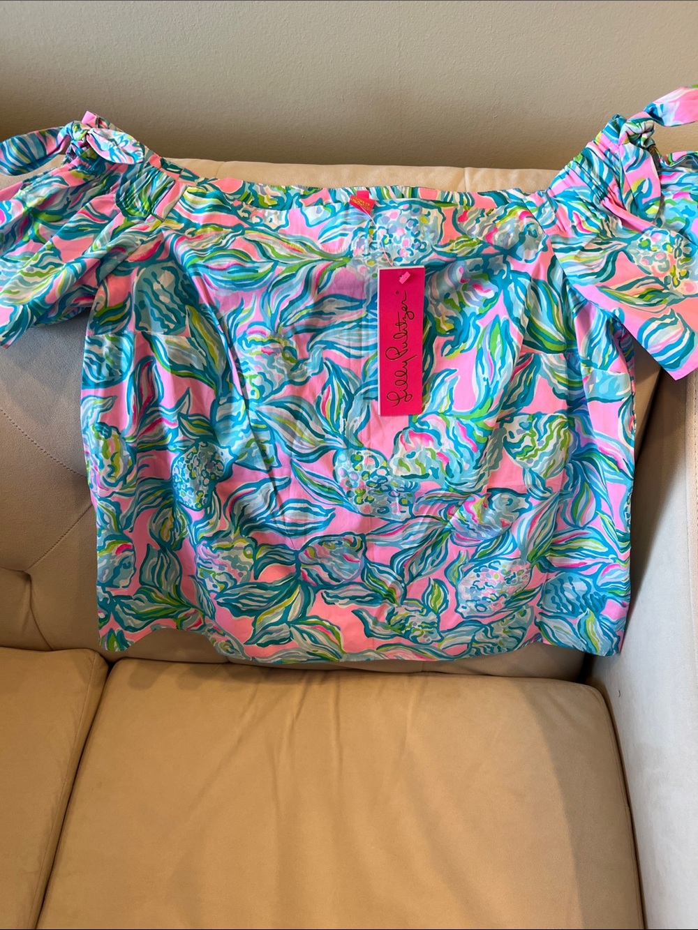 Lilly Pulitzer Pink Floral Off-Shoulder Blouse
